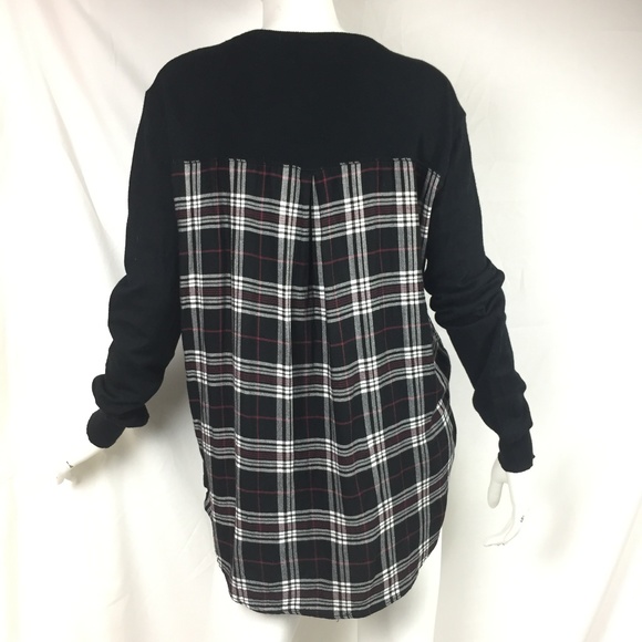 CLEARANCE /Make an offer! Honey Punch XL plaid back sweater - Picture 3 of 8